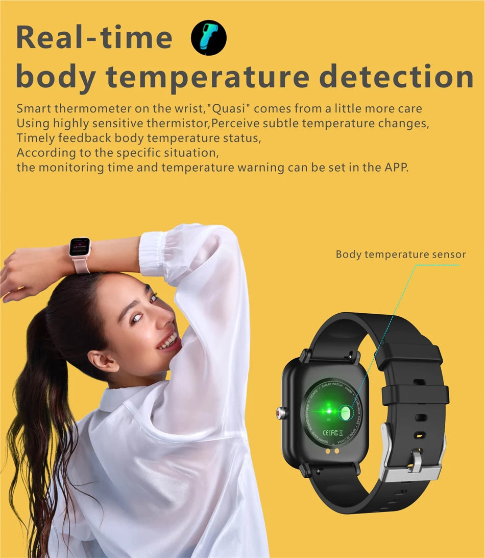 2024 Neue Körpertemperatur-Monitor-Uhr Männer Smart Watch Sport Musikwiedergabe Wasserdichte SmartWatch Herzfrequenz Blutdruck