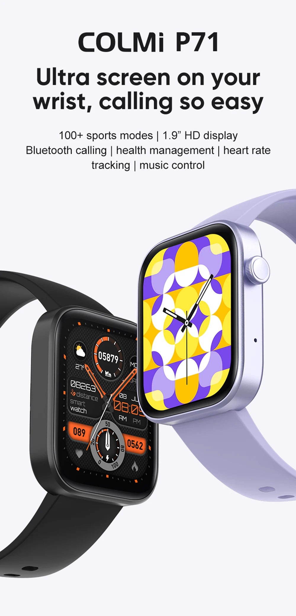 COLMI P71 Sprachanrufe Smartwatch Männer Gesundheitsüberwachung IP68 Wasserdicht Intelligente Benachrichtigungen Sprachassistent Smart Watch Frauen