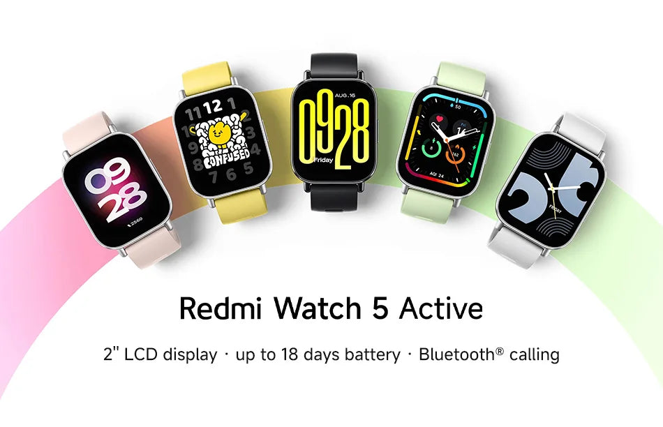 Globale Version Xiaomi Redmi Watch 5 Active 2'' Display Bis zu 18 Tage Akkulaufzeit 140+ Trainingsmodi Bluetooth-Anrufe 5ATM