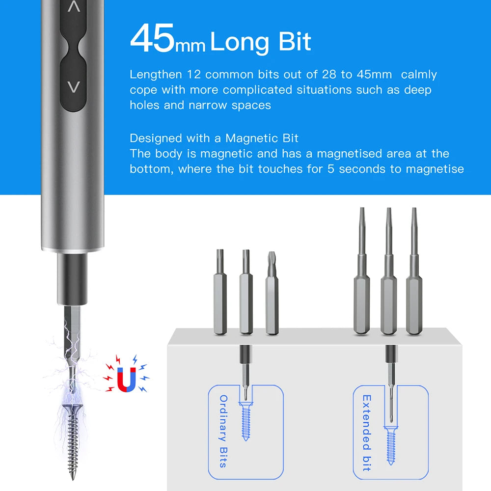 62/6 in 1 Elektro-Schraubendreher-Set, Präzisionsgriff, tragbare Elektrowerkzeug-Kits, kabellos, kleine Bits für die Reparatur von Telefonuhren