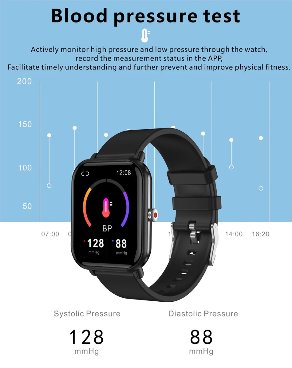 2024 Neue Körpertemperatur-Monitor-Uhr Männer Smart Watch Sport Musikwiedergabe Wasserdichte SmartWatch Herzfrequenz Blutdruck