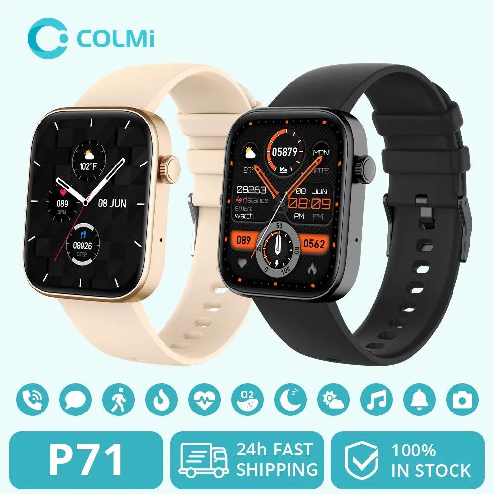 COLMI P71 Sprachanrufe Smartwatch Männer Gesundheitsüberwachung IP68 Wasserdicht Intelligente Benachrichtigungen Sprachassistent Smart Watch Frauen