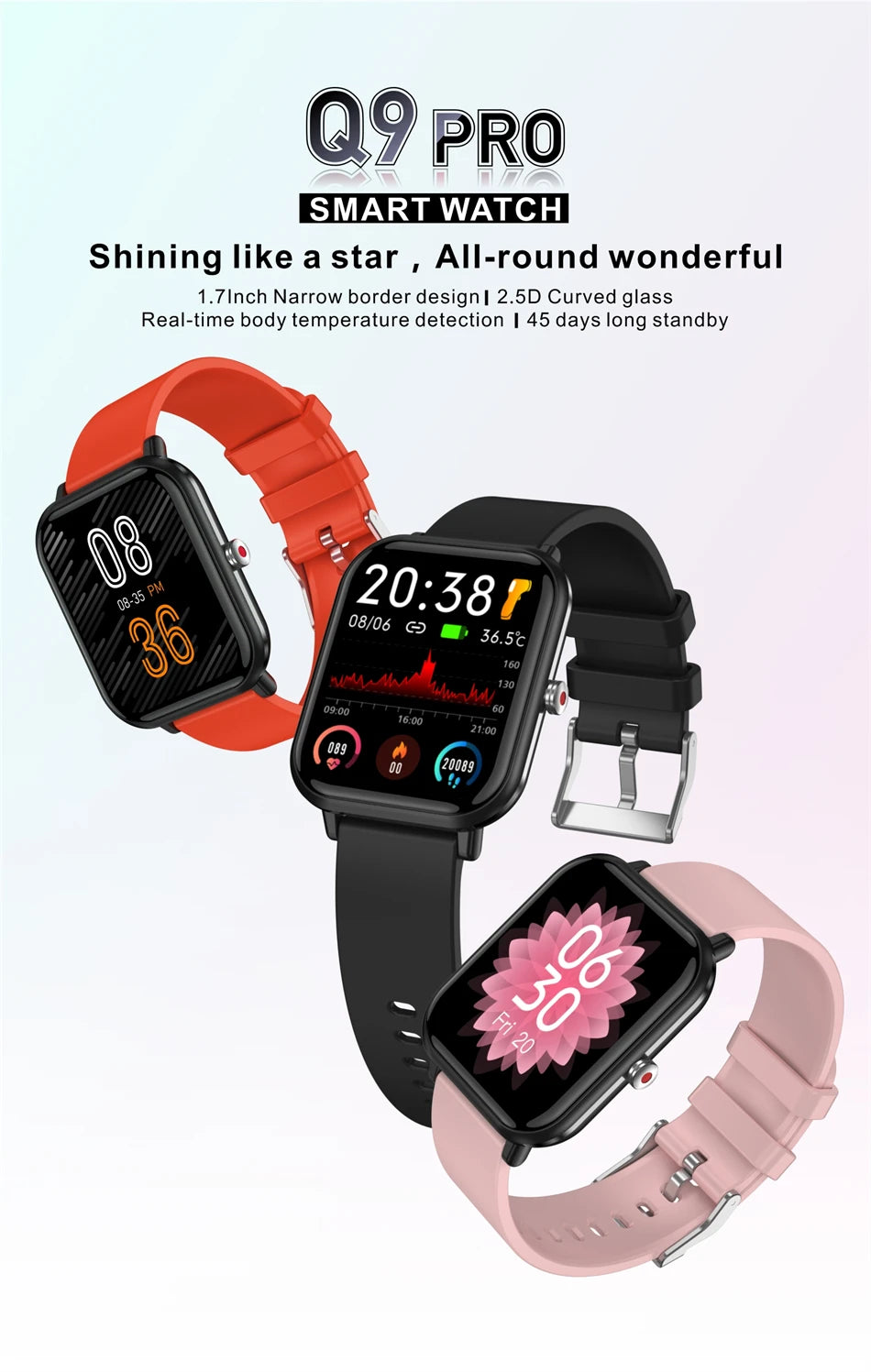 2024 Neue Körpertemperatur-Monitor-Uhr Männer Smart Watch Sport Musikwiedergabe Wasserdichte SmartWatch Herzfrequenz Blutdruck
