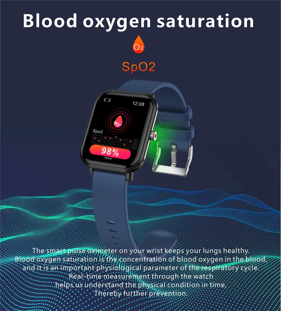 2024 Neue Körpertemperatur-Monitor-Uhr Männer Smart Watch Sport Musikwiedergabe Wasserdichte SmartWatch Herzfrequenz Blutdruck