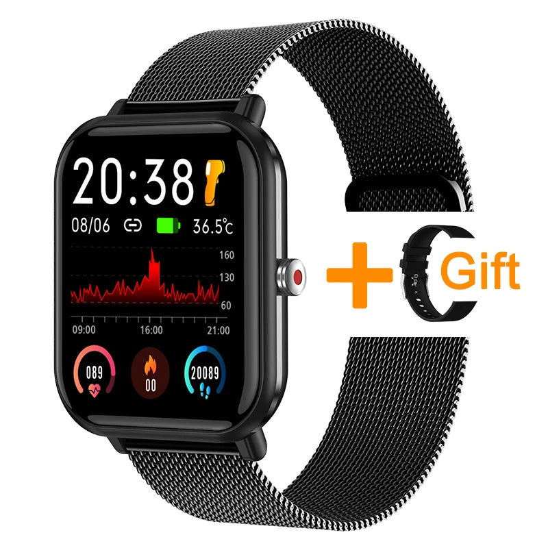2024 Neue Körpertemperatur-Monitor-Uhr Männer Smart Watch Sport Musikwiedergabe Wasserdichte SmartWatch Herzfrequenz Blutdruck
