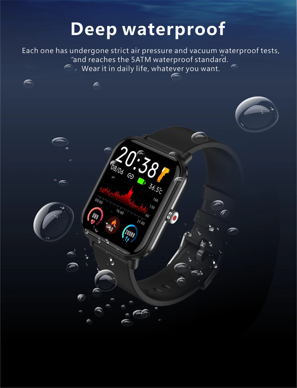 2024 Neue Körpertemperatur-Monitor-Uhr Männer Smart Watch Sport Musikwiedergabe Wasserdichte SmartWatch Herzfrequenz Blutdruck